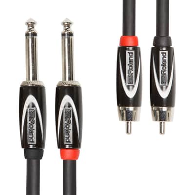 Roland RCC-3-2R28 Black Series Dual RCA to Dual 1/4" TS Stereo Interconnect - 3'