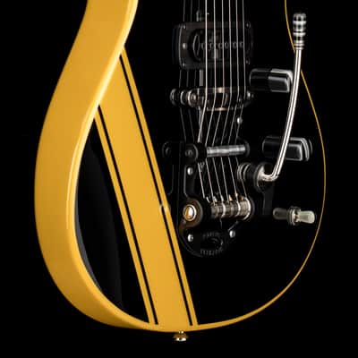 Powers Electric A-Type PF42 - Jet Black with Saffron Stripes #B512 image 6