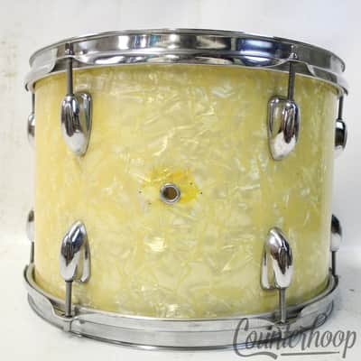 MIJ 13x9"Tom Drum WMP Japan 3Ply+Rings Clip Mount Vintage 60s White Marine Pearl image 1