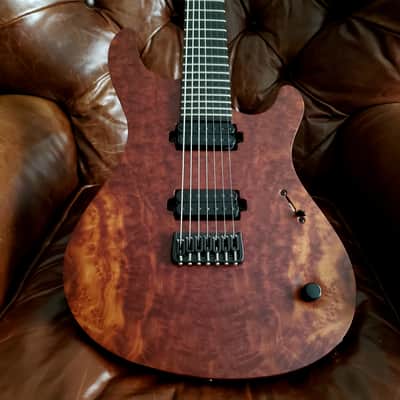 Used One Owner Mayones 2022 Regius 7 26.5" Camphor Burl top, No Binding, Exotic I neck, TEW body, Bare Knuckle Pickups Unity image 7