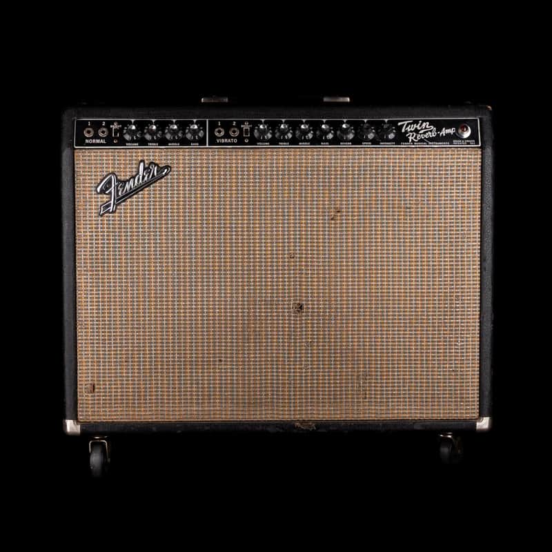 Vintage 1966 Fender Twin Reverb Black Guitar Amp Combo #A03334 image 1