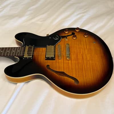 2004 Epiphone Dot Deluxe Flame Top - Made in Korea (MIK) - Vintage Sunburst - Free Pro Setup image 5