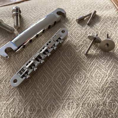 Gibson Historic Non-Wire ABR-1 Tune-O-Matic Bridge with Lightweight Aluminum Stop Bar Tailpiece- Nickel- COMBO image 9