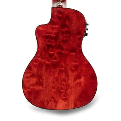 Lanikai Model QM-RDCEC Quilted Maple Red Cutaway Electric Acoustic Concert Ukule image 6
