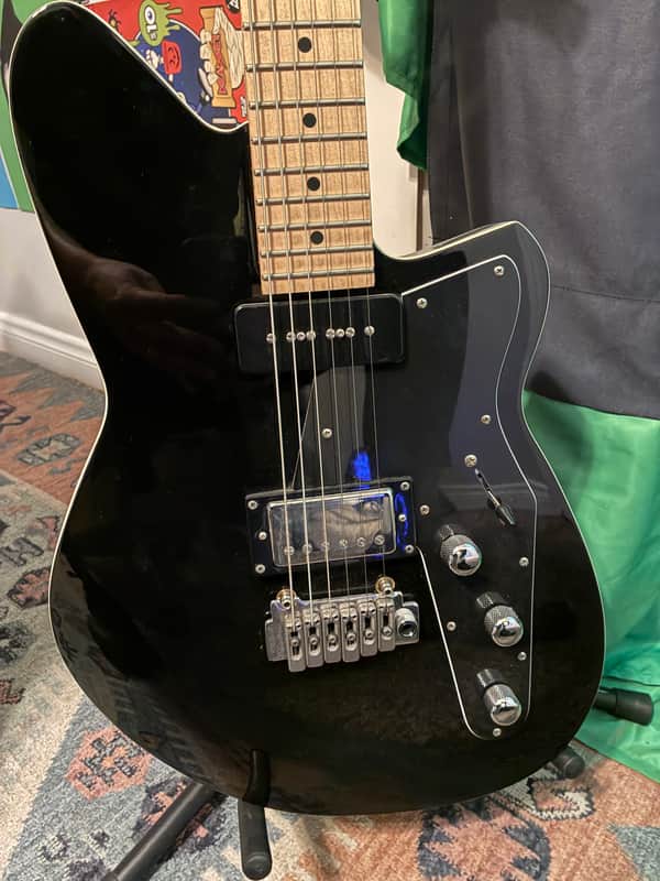 Reverend Double Agent W with Roasted Maple Neck 2022 - Present - Midnight Black with Black Pickguard image 1