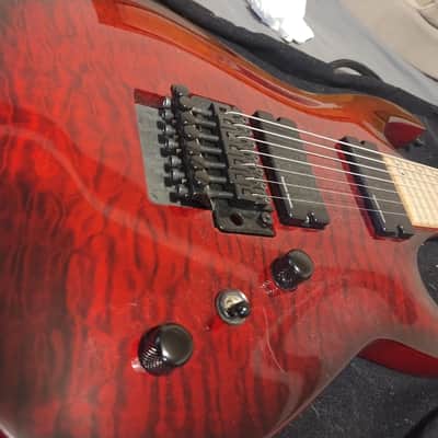 Agile Septor 7 string Floyd, Seymour Duncan Blackouts Transparent red in a thick soft case bottle protection box image 8