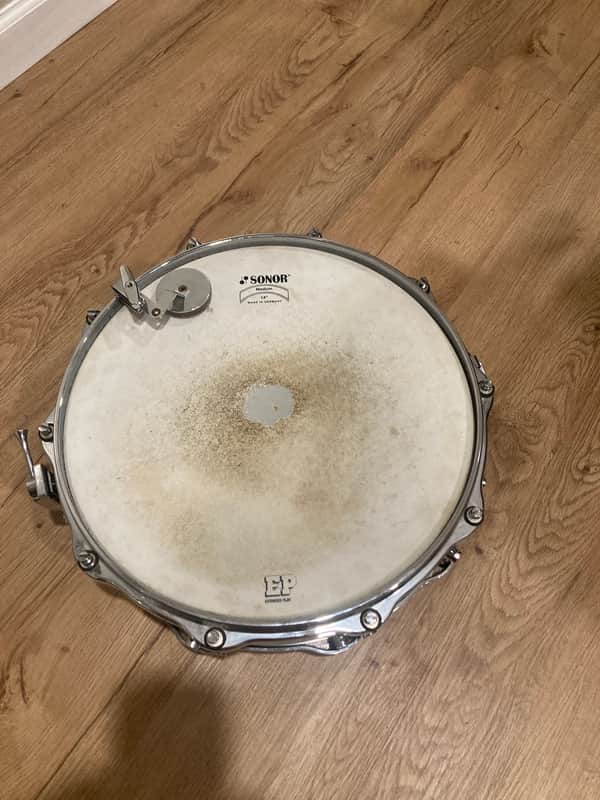 Sonor D-420 Phonic 14x4" 10-Lug Ferro-Manganese Steel Piccolo Snare Drum 1982 - 1994 - Chrome-Plated image 1