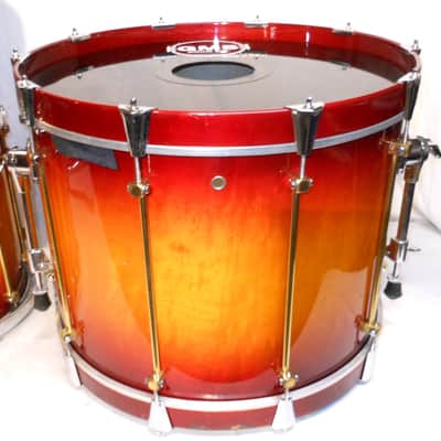 Vintage 1993 GMS Grand Master Series Drumset Cherry Sunburst Lacquer 22",14",12",10" image 20