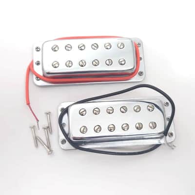 Vintage Chrome Guitar Mini Humbucker Pickups Set image 6