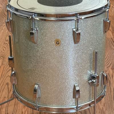 Vintage 1968 Ludwig 16" Floor Tom Silver Sparkle white Interior for drum set image 2