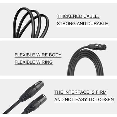 Dmx Terminator 3 Pin XLR Cables Male Female XLR Patch Cable, XLR Cable 10ft 3m Microphone Wire Extension Connectors, Light Dmx Cable with 3 Pin Connector for Stage Lights Dmx Signal Connection image 3