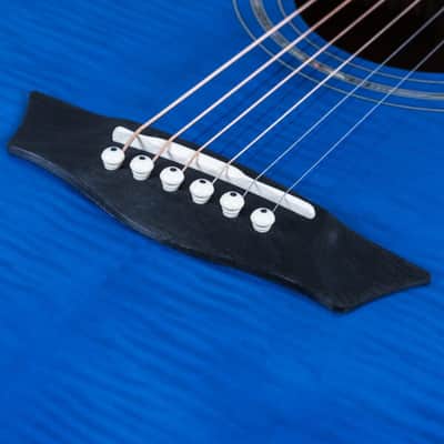 Washburn EA15TBL | Festival Series Mini Jumbo Cutaway Acoustic / Electric Guitar, Flame Transparent Blue image 4