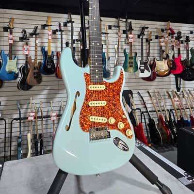 Fender American Professional II Thinline Stratocaster Electric Guitar - Transparent Daphne Blue w/OHSC & PLEK*D #035 image 3