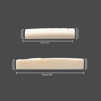 12 String Acoustic Guitar Bone Nut and Saddle Set | Unbleached Buffalo Bone Bridge Parts (49mm Nut, 76mm Saddle) image 2