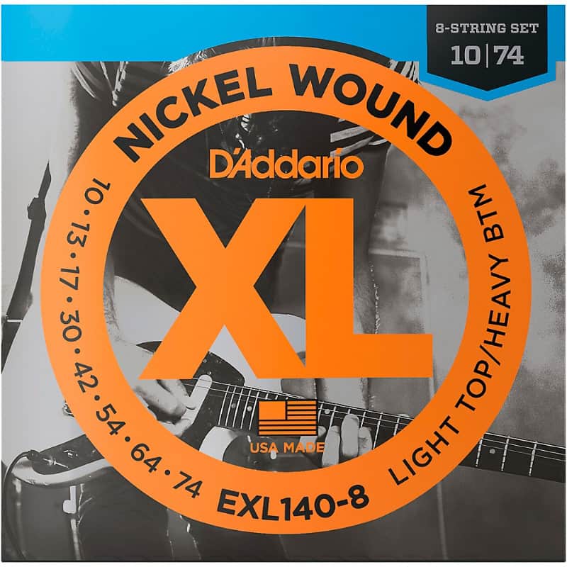 D'Addario EXL140-8 10-74 Light Top/Heavy Bottom 8-String Electric Guitar Strings image 1