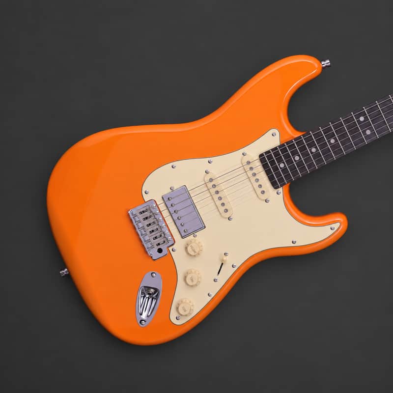 Dhatarattha DST HSS Bright Orange – Roasted Maple Neck, Stainless Steel Frets