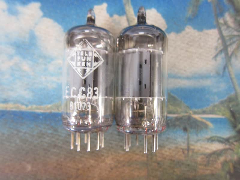 Pr Vintage Telefunken EI 12ax7 Ecc83 Preamp Driver Tubes, 1970s, Germany, Smooth Plates, Strong, Bal image 1