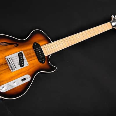 BootLegger Guitar Single Barrel Brown Red Black Burst Custom Case & Flask P90 & Single Coil image 17