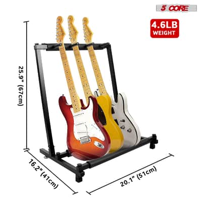 5 Core Multi Guitar Rack Stand Floor 3 Slot Adjustable Flying V Guitars Holder image 6