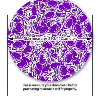Decal Skin FITS 22" Bass Kick Drum Scattered Skulls Purple HEAD NOT INCLUDED image 3