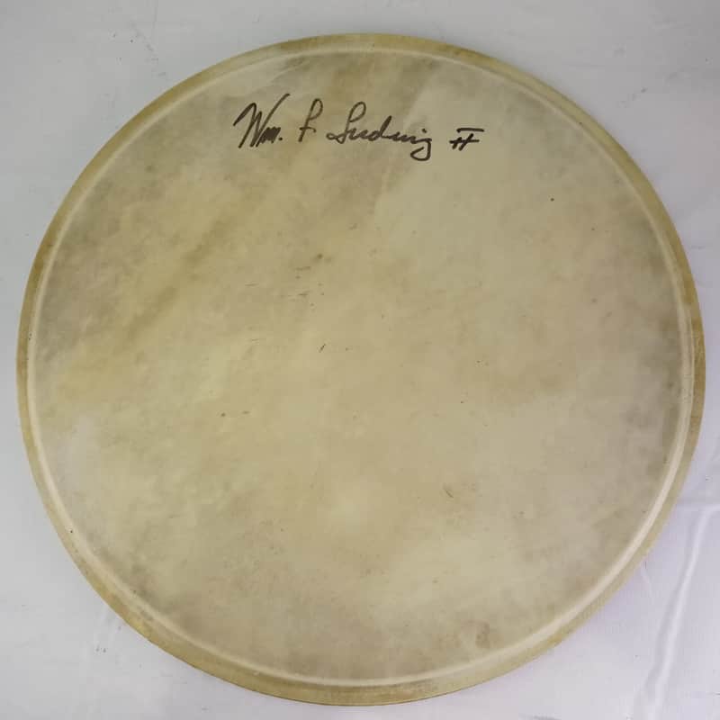 William F Ludwig II SIGNED 14"Calf Skin Drum Head Vintage30s WFL Wm Snare Batter image 1