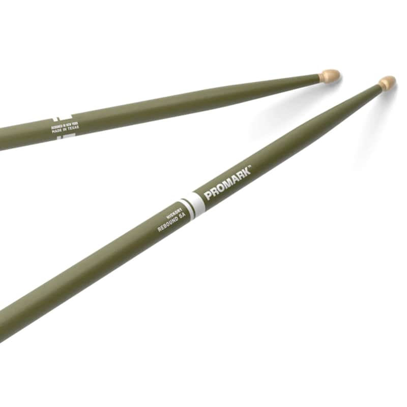 Promark Rebound 5A Painted Acorn Wood Tip Drumsticks - Green image 1