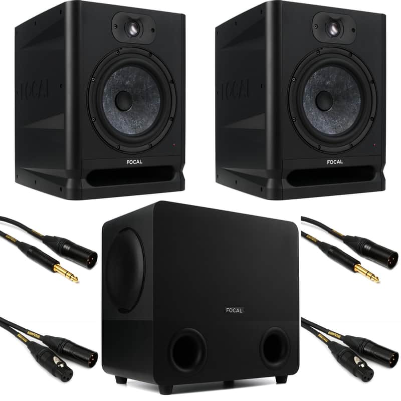 Focal Alpha 80 Evo 8-inch Powered Studio Monitor (Pair) with 8-inch Studio Subwoofer and Cables image 1