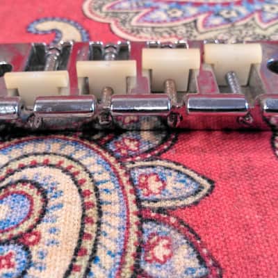 VINTAGE 1970 GIBSON (2) POINT (4) SADDLE BASS BRIDGE w/ POSTS & INSERTS image 7