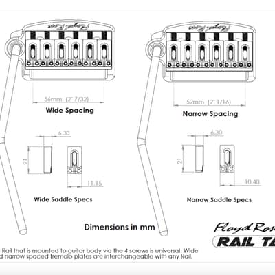 Floyd Rose RT200N Rail Tail Tremolo 4 Fender Stratocaster Type Guitars Narrow String Spacing Black image 4
