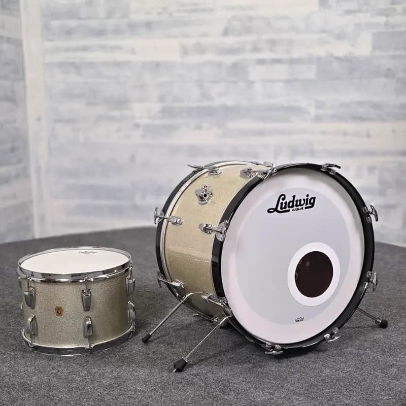 Used Vintage Ludwig 2pc Drum Set Silver Sparkle - Good image 1