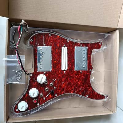 Red HSH Strat Style Pickguard Guitar Loaded Prewired Plate, Multi Switches System image 2