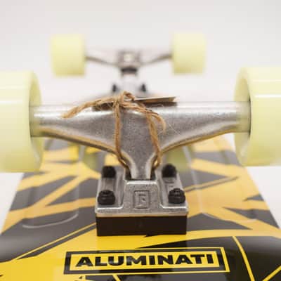 EVH Black With Yellow Stripes Skateboard Made in the USA by Aluminati Boards image 11
