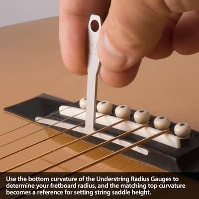 StewMac Basic Guitar Setup Kit - Inches | Includes String Action Gauge, 18" Precision Straightedge, and 9 Understring Radius Gauges | Professional, Accurate, and Easy to Read Luthier Tools image 5