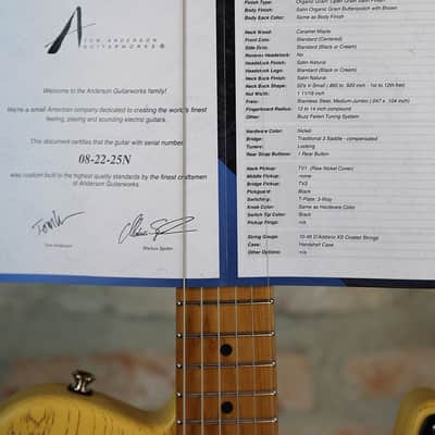 TOM ANDERSON T-Icon SS - Swamp Ash Body & Caramel Maple Neck - Satin Organic Grain Butterscotch image 22