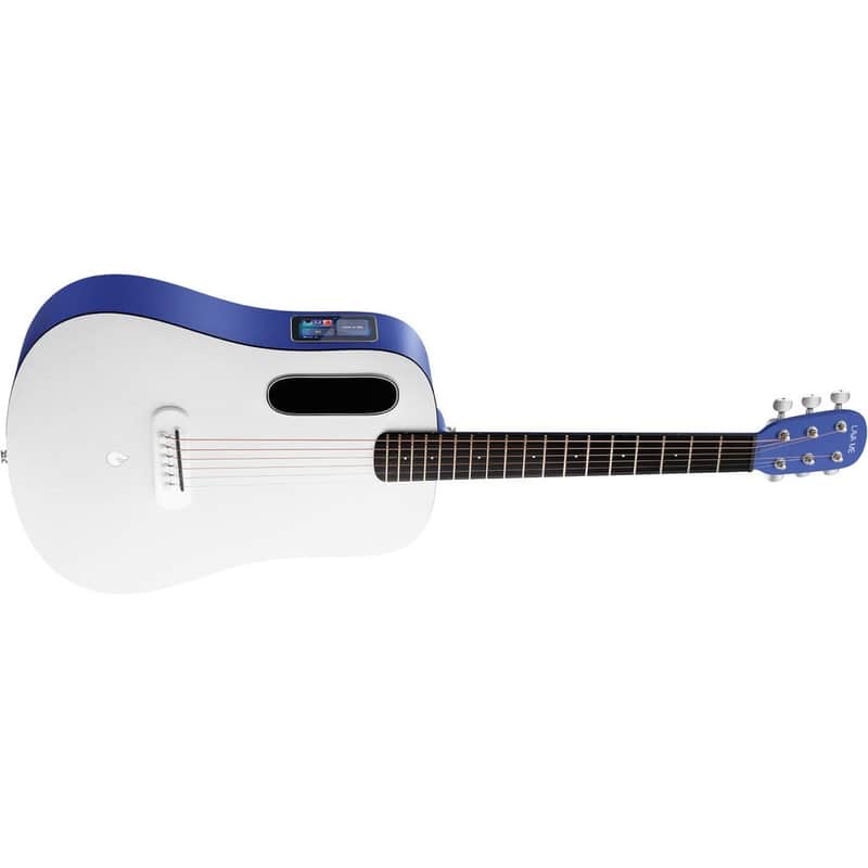 Lava Music L9200005 ME Play 36” Acoustic / Electric Guitar With Gig Bag, Deep Blue / Frost White image 1