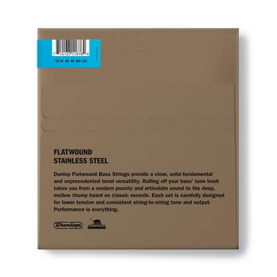 Dunlop DBFS30125 Flatwound Stainless Steel Electric Bass Strings, Long Scale (.30-.125) image 2