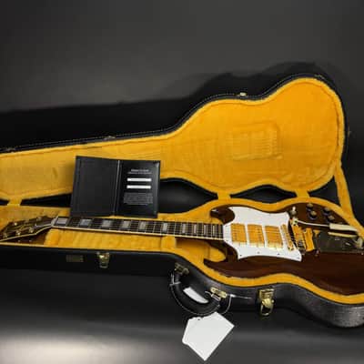Gibson Custom M2M 1963 Les Paul SG Custom 3-PU Maestro VOS Gold Hardware - Walnut image 10