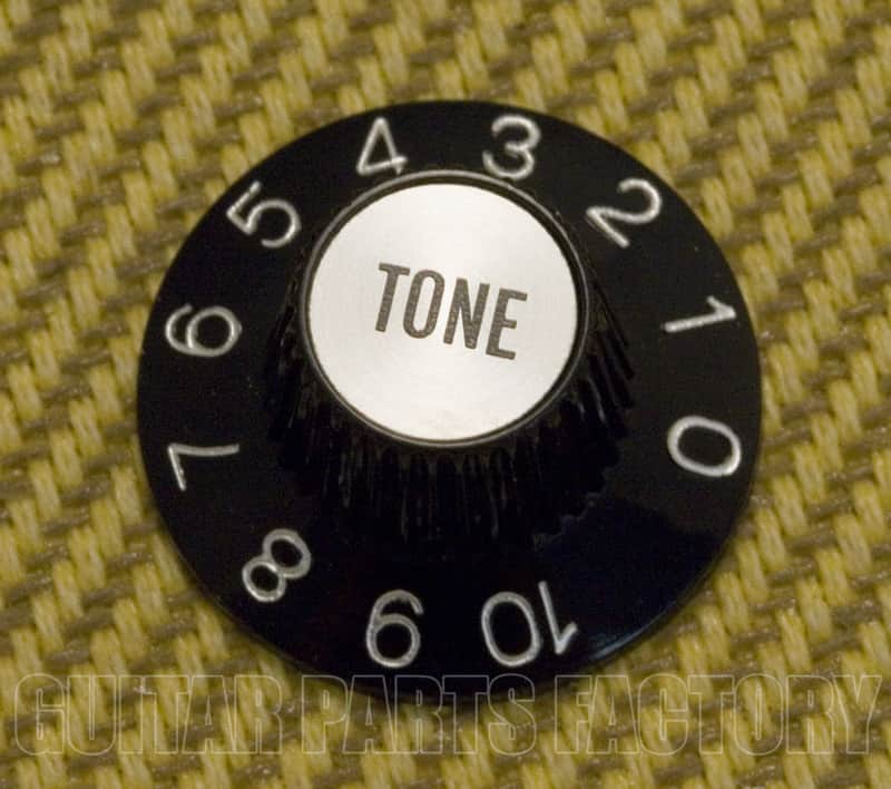 002-8216-000 Genuine Fender Witch Hat Silver/Black TONE Knob for USA CTS Pots image 1