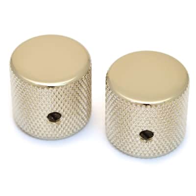 MK-0115-001 Guitar/Bass Knobs Flat-Top Barrel Pair USA Solid Shaft Pots - Nickel