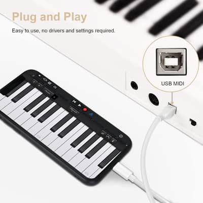Lightning to MIDI Cable for iPhone/iPad, 3.3FT Lightning to Type B Cord for iOS Devices to Electronic Music Instrument, Piano, Midi Controller, Midi Keyboard, Audio Interface Recording image 3