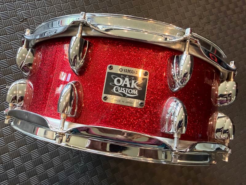 Yamaha Oak Custom Snare w/ May Mic System - Red Sparkle image 1