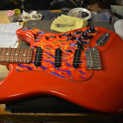 2018 Fender Player Stratocaster in Red w/New Flame Pickguard, New Dunlop Straploks, New Case, & New Set-Up ~ Mint ! image 14