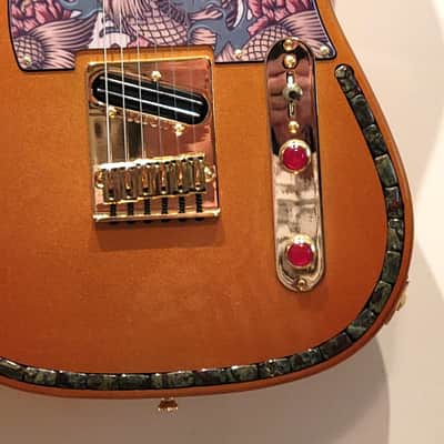 CUSTOM DESIGNED & CRAFTED COPPER METALLIC TELE STYLE WITH KOI TATTOO PG & DRAGON BLOOD JASPER STONES- SERIAL #071 -2025 - "B" STOCK image 9
