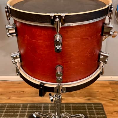 PDP Concept Maple 9x13” Rack Tom with Mount Bracket in Oxblood Satin Finish with Wood Hoops image 2