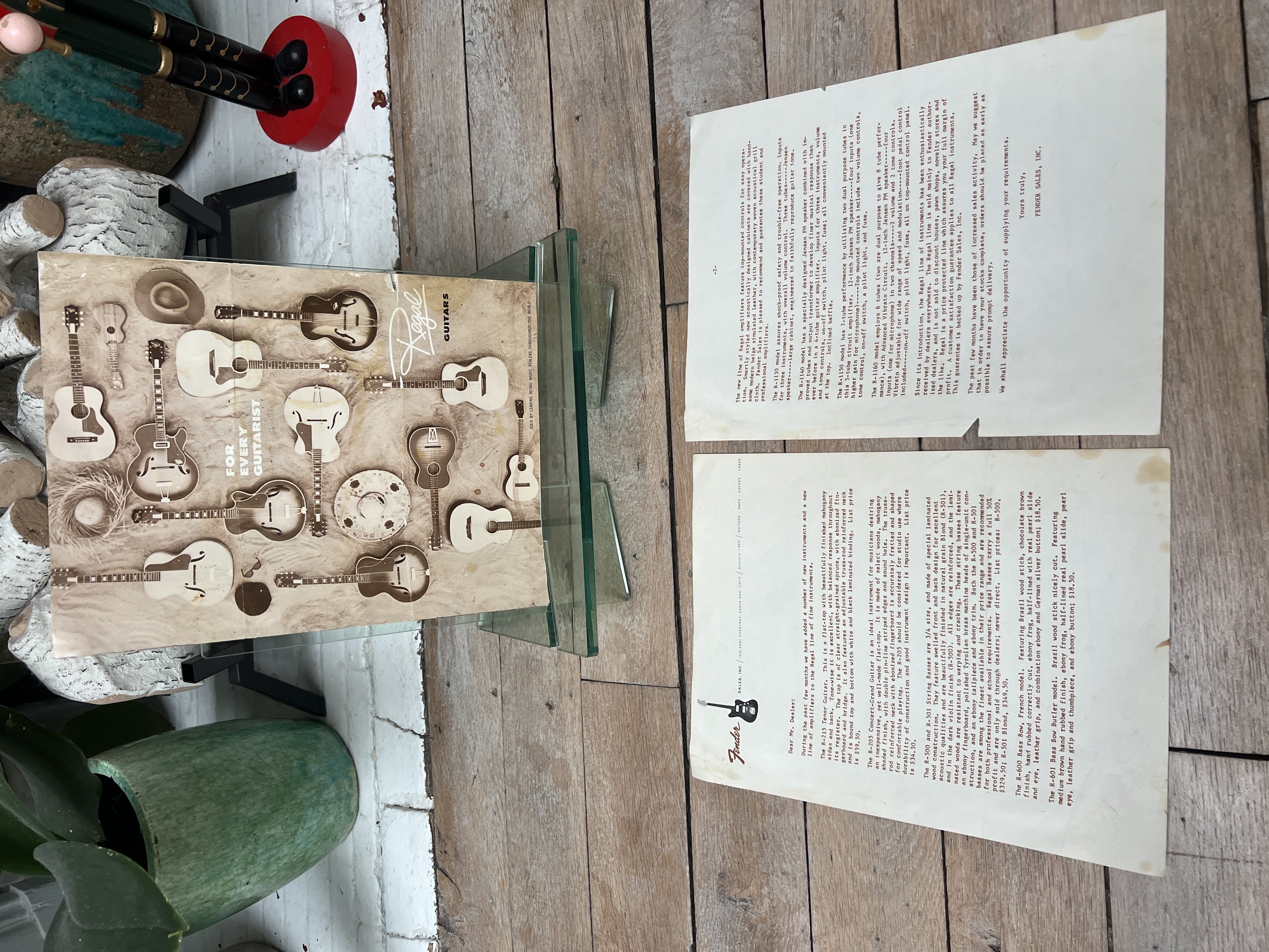 Circa 1963 Fender Dealer Letter and Regal Catalog Rare Collector Vintage Pre CBS
