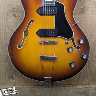 Eastman T64/v-T-GB Thinline Hollow Body Electric Guitar Antique Gold Burst w/ Hard Case image 3