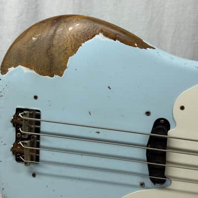 Fender USA Custom Shop '55 1955 Precision Bass Relic 4-string P-Bass with COA + Case 2020 - Sonic Blue / Roasted Maple neck image 4