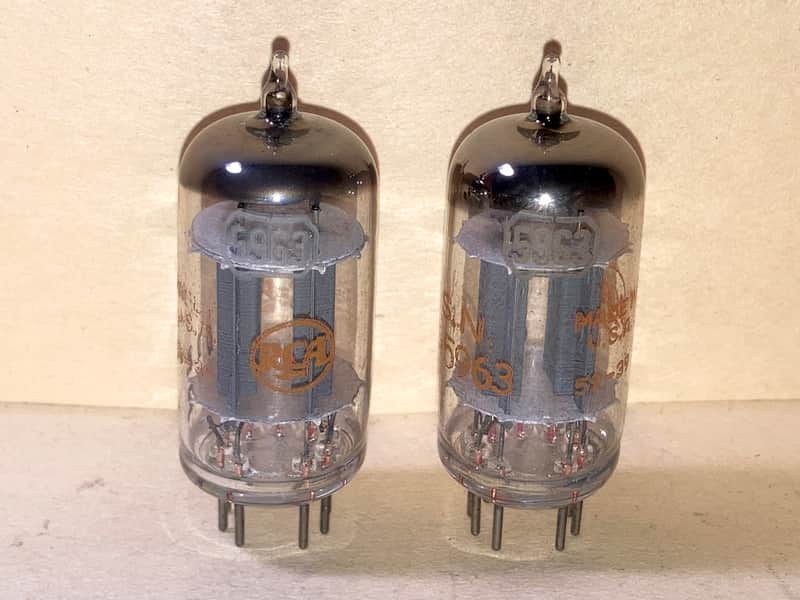1959 RCA 5963 12AU7 ECC82 USN Tubes - Matched Pair, NOS Testing, Matched Date Codes image 1