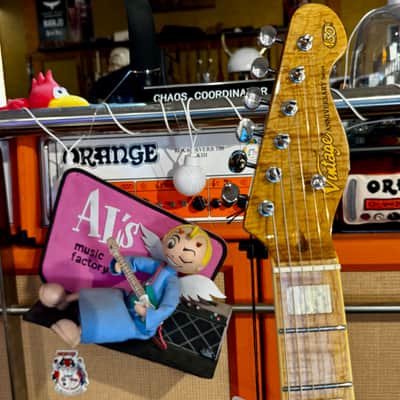 Vintage Guitars 30th Anniversary V72 Tele (SUPER FLAME MAPLE NECK) Boulevard Black image 4