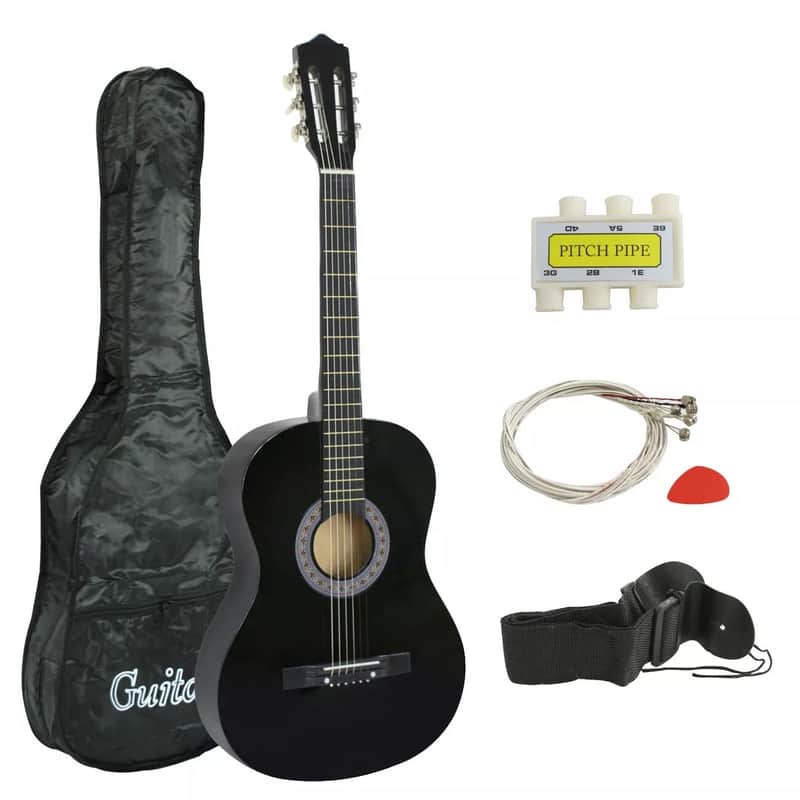 38" Acoustic Guitar Full Size Adult Black Includes Guitar Pick image 1